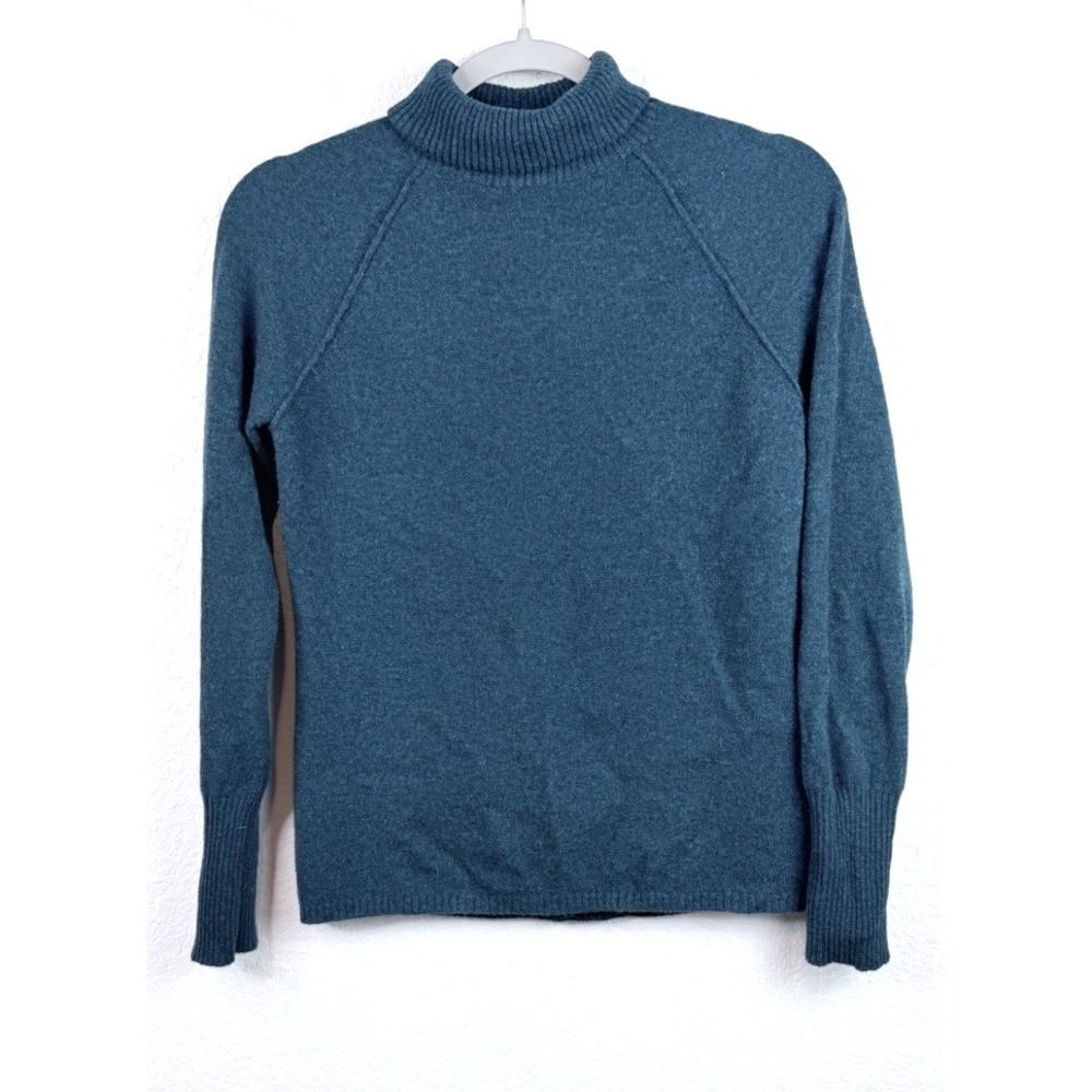 Forte Cashmere Turtleneck Sweater Women's S Teal Blue Quiet Luxury Old Money